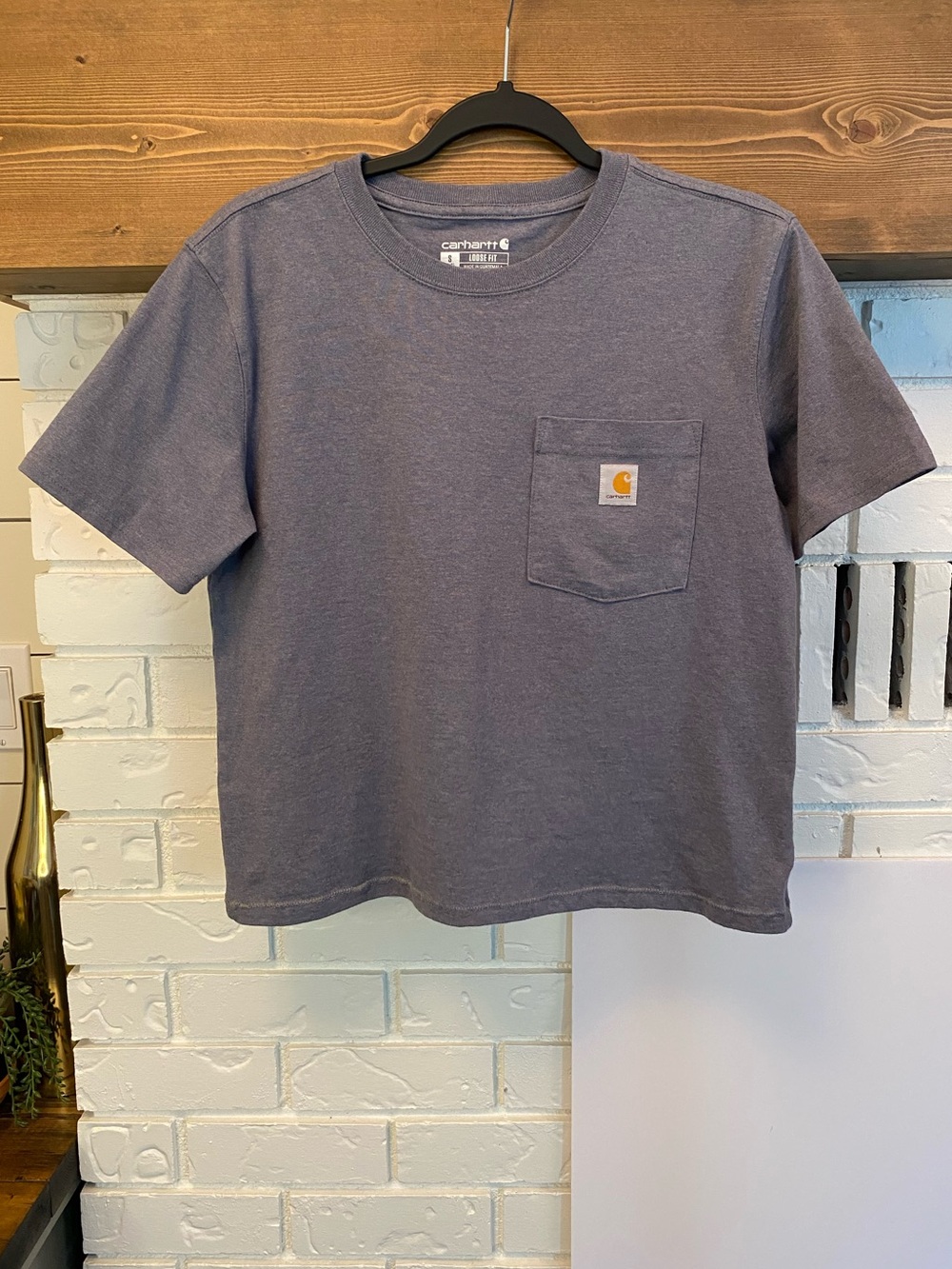 Carhartt Cropped Pocket T-Shirt Women’s (Men’s Small) Blue Loose Fit Cotton Tee